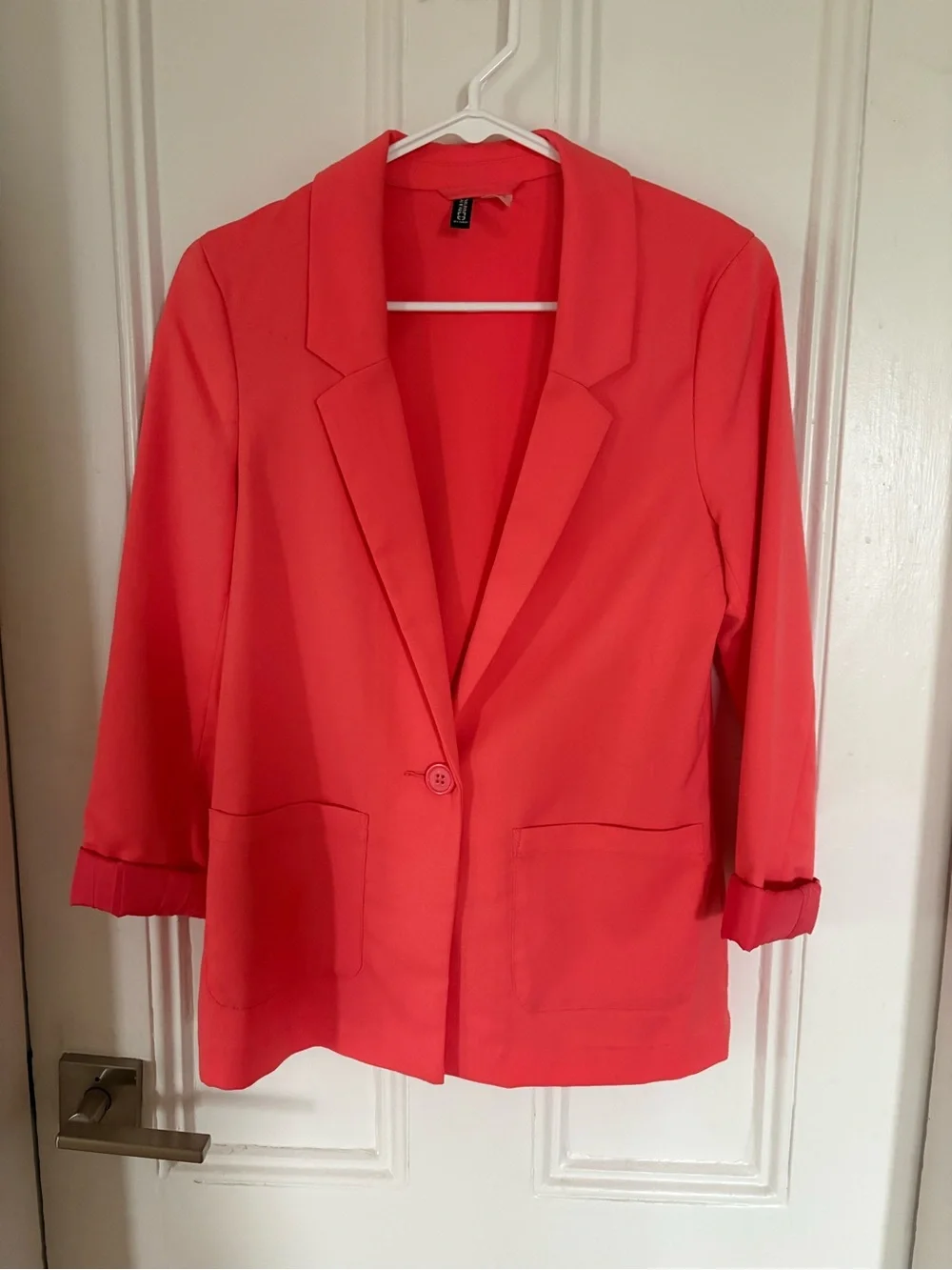 Womens Coral Oversized Single-Button Blazer Jacket